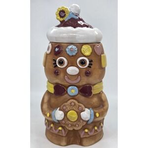 Vtg Christmas Gingerbread Man / Girl Cookie Jar Ceramic Japan - 13" H x 6" W